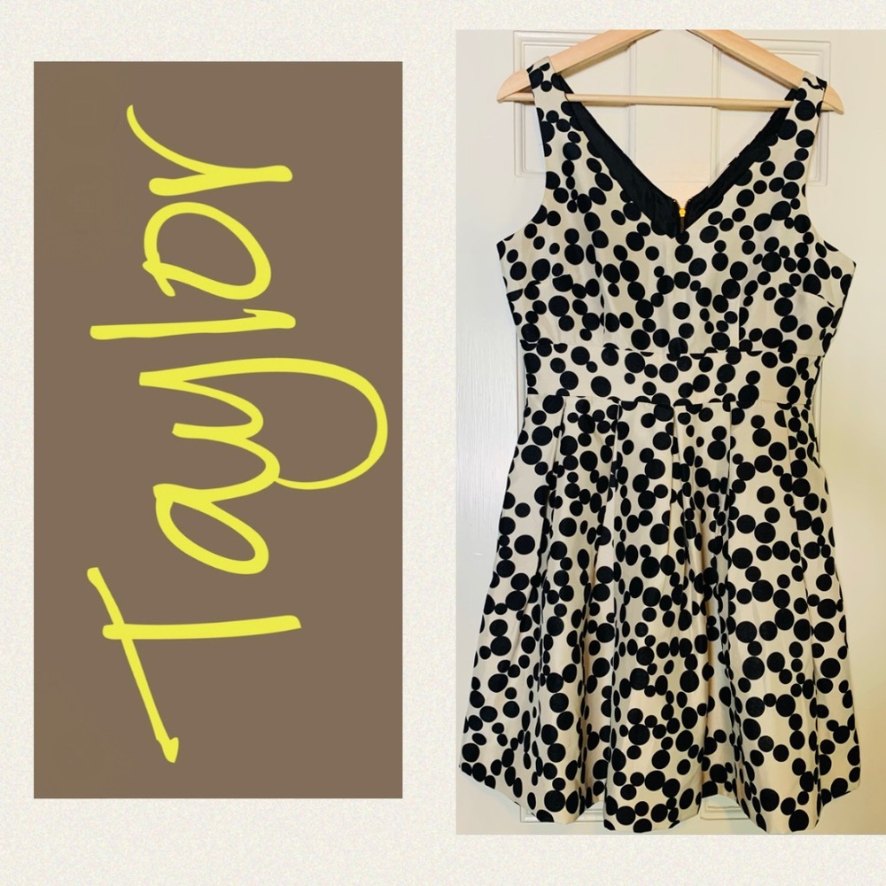 Taylor Creme Sleeveless Dress with Black Polkadots and Pockets
